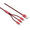 LDNIO 3 in 1 1.2 meter 2.1A 2 Micro USB 1 Lightning USB 2.0 Cable-RED